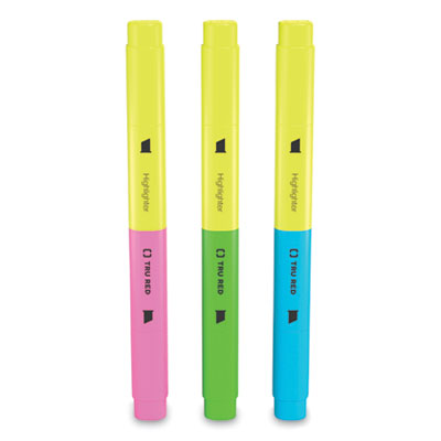 Tank Style Twin Tip Highlighters, Assorted Ink Colors, Chisel Tip, Assorted Barrel Colors, 3/Pack OrdermeInc OrdermeInc