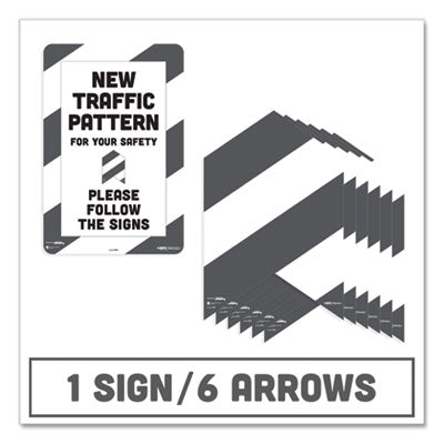 BeSafe Carpet Decals, New Traffic Pattern For Your Safety; Please Follow The Signs, 12 x 18, White/Gray, 7/Pack OrdermeInc OrdermeInc