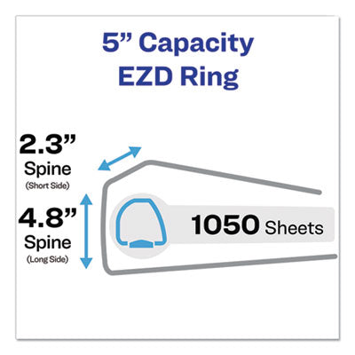 Durable View Binder with DuraHinge and EZD Rings, 3 Rings, 5" Capacity, 11 x 8.5, Black, (9900) OrdermeInc OrdermeInc