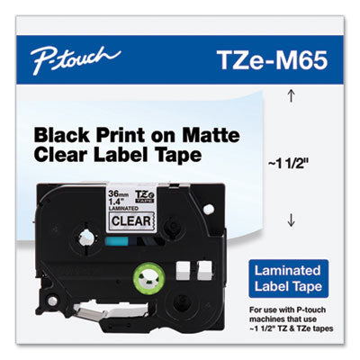 TZe Standard Adhesive Laminated Labeling Tape, 1.4" x 26.2 ft, White on Matte Clear OrdermeInc OrdermeInc