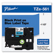 TZe Standard Adhesive Laminated Labeling Tape, 1.4" x 26.2 ft, Black on Blue OrdermeInc OrdermeInc