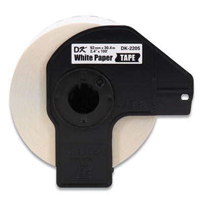 BROTHER INTL. CORP. Continuous Paper Label Tape, 2.4" x 100 ft, White, 3 Rolls/Pack