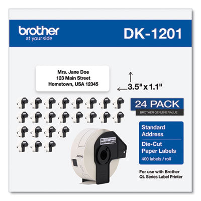 Die-Cut Address Labels, 1.1 x 3.5, White, 400 Labels/Roll, 24 Rolls/Pack OrdermeInc OrdermeInc