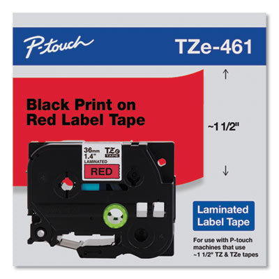 TZe Standard Adhesive Laminated Labeling Tape, 1.4" x 26.2 ft, Black on Red OrdermeInc OrdermeInc
