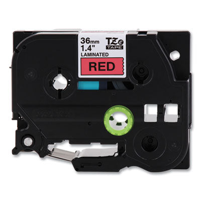 TZe Standard Adhesive Laminated Labeling Tape, 1.4" x 26.2 ft, Black on Red OrdermeInc OrdermeInc