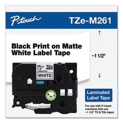 TZe Standard Adhesive Laminated Labeling Tape, 1.4" x 26.2 ft, Black on Matte White OrdermeInc OrdermeInc