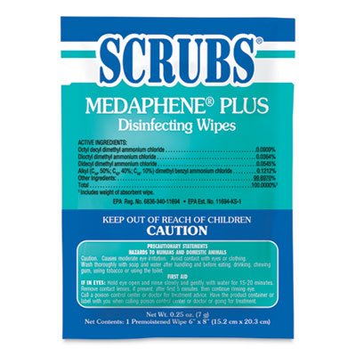 MEDAPHENE Plus Disinfectant Wet Wipes, 1-Ply, 6 x 8, Citrus, White, Individual Foil Packets, 100/Carton OrdermeInc OrdermeInc