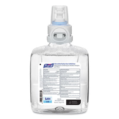 Advanced Hand Sanitizer Green Certified Foam Refill, For CS8 Dispensers, 1,200 mL, Fragrance-Free, 2/Carton OrdermeInc OrdermeInc