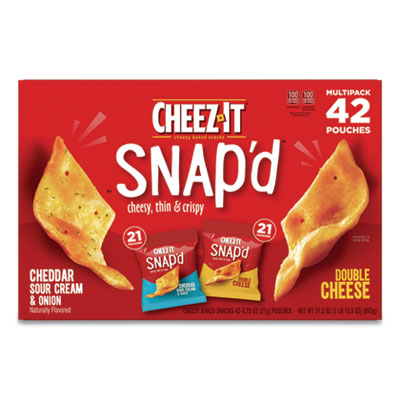 Cheez-It® Snap'd Crackers Variety Pack, Cheddar Sour Cream and Onion; Double Cheese, 0.75 oz Bag, 42/Carton - OrdermeInc