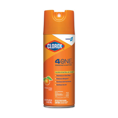 Clorox® 4-in-One Disinfectant and Sanitizer, Citrus, 14 oz Aerosol Spray - OrdermeInc
