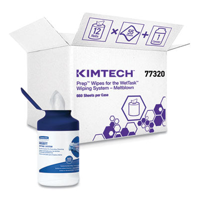 Kimtech™ WetTask System Prep Wipers for Bleach/Disinfectants/Sanitizers Hygienic Enclosed System Refills, w/Canister, 55/Rl,12 Roll/Ct - OrdermeInc