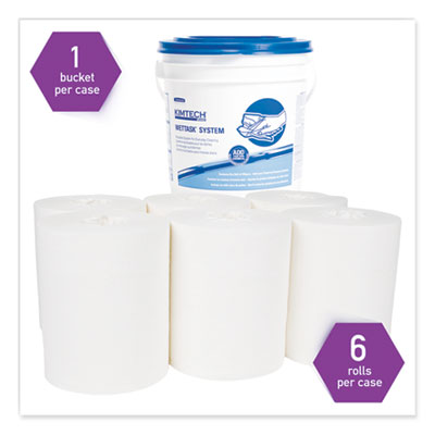 WypAll® Power Clean Wipers for Disinfectants, Sanitizers,Solvents WetTask Customizable Wet Wipe System, 140/Roll, 6 Rolls/1 Bucket/CT - OrdermeInc