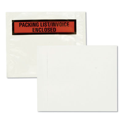 QUALITY PARK PRODUCTS Self-Adhesive Packing List Envelope, Top-Print Front: Packing List/Invoice Enclosed, 4.5 x 5.5, Clear/Orange, 100/Box