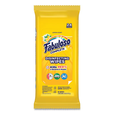 Fabuloso® Multi Purpose Wipes, 1-Ply, 7 x 7, Lemon, White, 24/Pack, 12 Packs/Carton OrdermeInc OrdermeInc