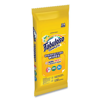 Fabuloso® Multi Purpose Wipes, 1-Ply, 7 x 7, Lemon, White, 24/Pack, 12 Packs/Carton OrdermeInc OrdermeInc