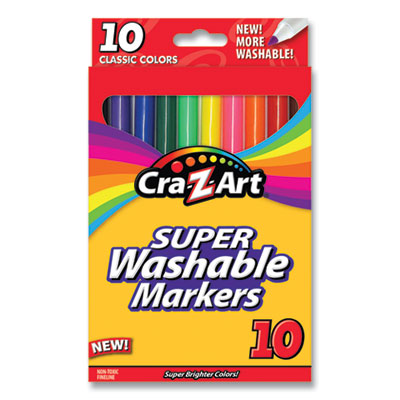Super Washable Markers, Fine Bullet Tip, Assorted Colors, 10/Set OrdermeInc OrdermeInc