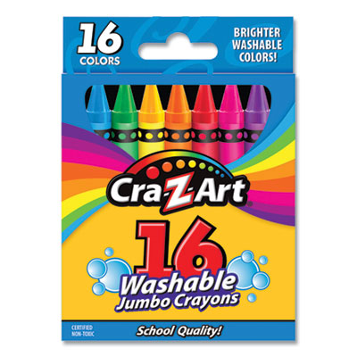 Cra-Z-Art® Washable Jumbo Crayons, 16 Assorted Colors, 16/Pack - OrdermeInc