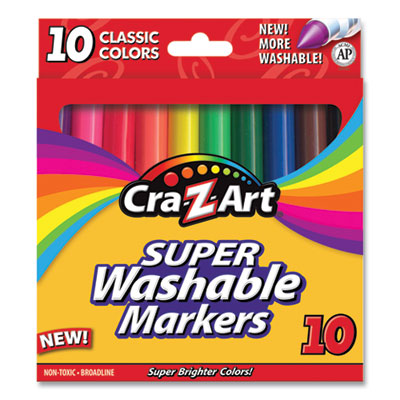 Super Washable Markers, Broad Bullet Tip, Assorted Colors, 10/Set OrdermeInc OrdermeInc