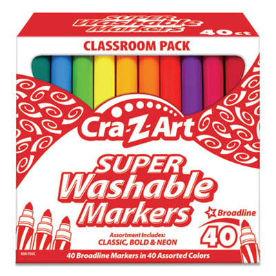 Super Washable Markers, Broad Bullet Tip, Assorted Colors, 40/Set OrdermeInc OrdermeInc