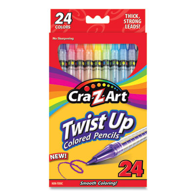 Twist Up Colored Pencils, 24 Assorted Lead Colors, Clear Barrel, 24/Set OrdermeInc OrdermeInc
