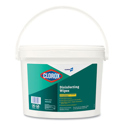 CLOROX SALES CO. Disinfecting Wipes, 1-Ply, 7 x 8, Fresh Scent, White, 700/Bucket