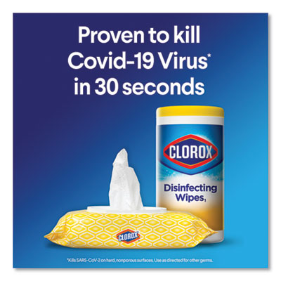 CLOROX SALES CO. Disinfecting Wipes, 1-Ply, 7 x 8, Fresh Scent, White, 35/Canister - OrdermeInc