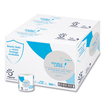 Double Layer Toilet Tissue, Septic Safe, 1-Ply, White, Virgin, 850 Sheets/Roll, 96 Rolls/Carton OrdermeInc OrdermeInc