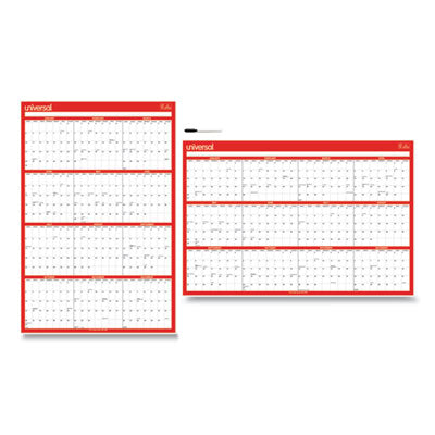 UNIVERSAL OFFICE PRODUCTS Erasable Wall Calendar, 24 x 36, White/Red Sheets, 12-Month (Jan to Dec): 2024