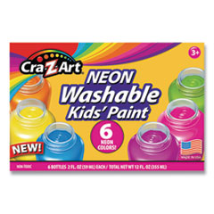 Cra-Z-Art® Neon Washable Kids' Paint, 6 Assorted Neon Colors, 2 oz Bottle, 6/Pack - OrdermeInc