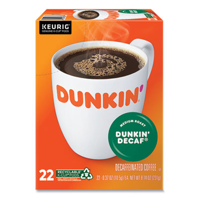 KEURIG DR PEPPER K-Cup Pods, Dunkin' Decaf, 22/Box - OrdermeInc