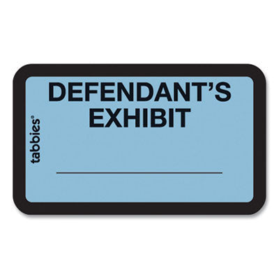 Tabbies® Legal Exhibit Labels, Defendant's Exhibit, 1.63 x 1, Blue, 9/Sheet, 28 Sheets/Pack, 252 Labels/Pack - OrdermeInc