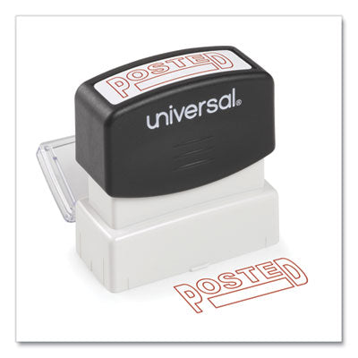 Universal® Message Stamp, POSTED, Pre-Inked One-Color, Red - OrdermeInc