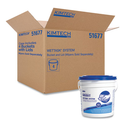 WypAll® WetTask Customizable Wet Wiping System Bucket, White/Blue, 4/Carton - OrdermeInc