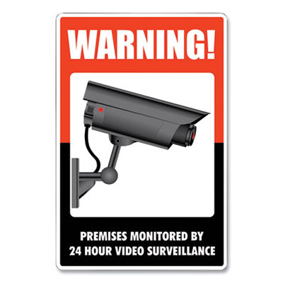UV-Coated Preprinted Molded-Plastic Sign, 24-Hour Video Surveillance, 8 x 12, Black/Red/White OrdermeInc OrdermeInc