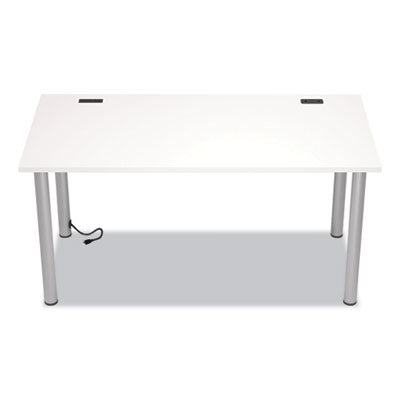 Essentials Writing Table-Desk with Integrated Power Management, 59.7" x 29.3" x 28.8", White/Aluminum OrdermeInc OrdermeInc