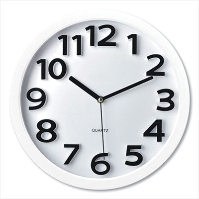 Wall Clock with Raised Numerals and Silent Sweep Dial, 13' Overall Diameter, White Case, White Face, 1 AA (sold separately) OrdermeInc OrdermeInc