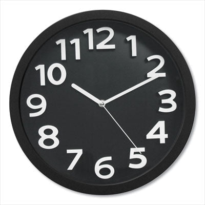 Wall Clock with Raised Numerals and Silent Sweep Dial, 13" Overall Diameter, Black Case, Black Face, 1 AA (sold separately) OrdermeInc OrdermeInc