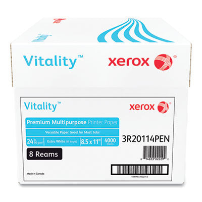 Vitality Premium Multipurpose Print Paper, 97 Bright, 24 lb Bond Weight, 8.5 x 11, Extra White, 500/Ream, 8 Reams/Carton OrdermeInc OrdermeInc