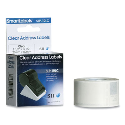 SLP-2RLC Self-Adhesive Address Labels, 1.12" x 3.5", Clear, 130 Labels/Roll, 2 Rolls/Box OrdermeInc OrdermeInc