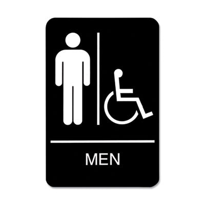 ADA Sign, Men/Wheelchair Accessible Tactile Symbol, Plastic, 6 x 9, Black/White OrdermeInc OrdermeInc