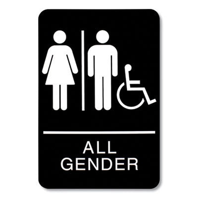 ADA Sign, All Gender/Wheelchair Accessible Tactile Symbol, Plastic, 6 x 9, Black/White OrdermeInc OrdermeInc