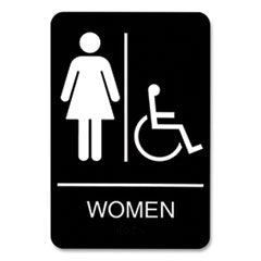 ADA Sign, Women/Wheelchair Accessible Tactile Symbol, Plastic, 6 x 9, Black/White OrdermeInc OrdermeInc