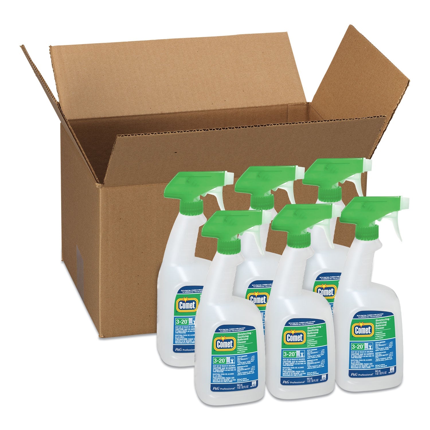 Disinfecting-Sanitizing Bathroom Cleaner, 32 oz Trigger Spray Bottle, 6/Carton - OrderMe