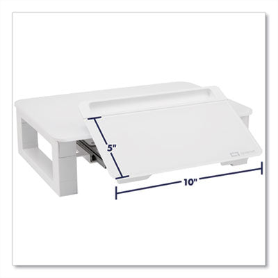 Adjustable Height Desktop Glass Monitor Riser with Dry-Erase Board, 14 x 10.25 x 2.5 to 5.25, White, Supports 100 lb OrdermeInc OrdermeInc