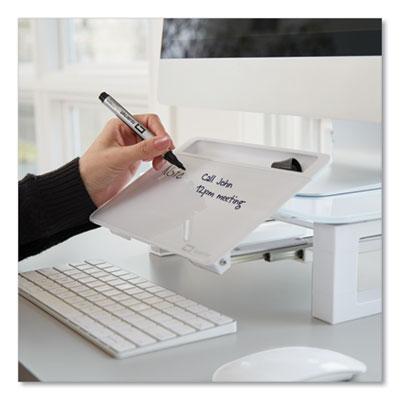 Adjustable Height Desktop Glass Monitor Riser with Dry-Erase Board, 14 x 10.25 x 2.5 to 5.25, White, Supports 100 lb OrdermeInc OrdermeInc