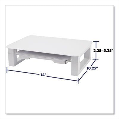 Adjustable Height Desktop Glass Monitor Riser with Dry-Erase Board, 14 x 10.25 x 2.5 to 5.25, White, Supports 100 lb OrdermeInc OrdermeInc