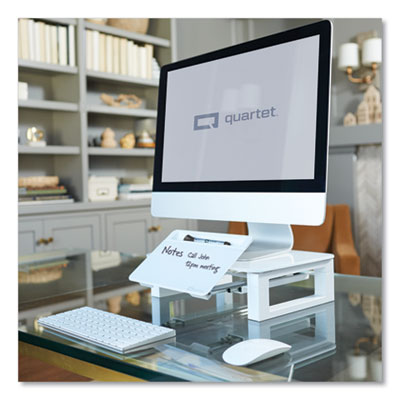 Adjustable Height Desktop Glass Monitor Riser with Dry-Erase Board, 14 x 10.25 x 2.5 to 5.25, White, Supports 100 lb OrdermeInc OrdermeInc