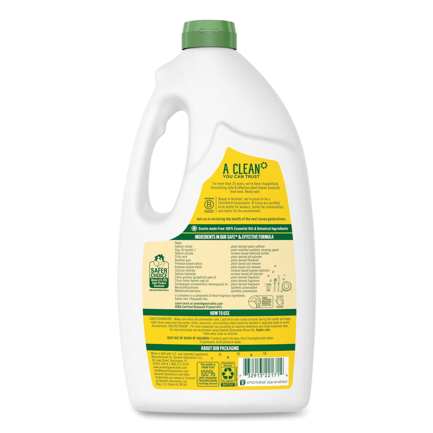 Natural Automatic Dishwasher Gel, Lemon, 42 oz Bottle, 6/Carton - OrderMe