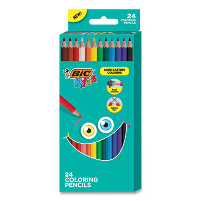 BIC CORP. Kids Coloring Pencils, 0.7 mm, Assorted Lead and Barrel Colors, 24/Pack