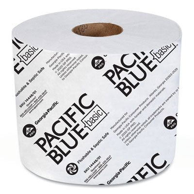 Pacific Blue Basic High-Capacity Bathroom Tissue, Septic Safe, 1-Ply, White, 1,500/Roll, 48/Carton OrdermeInc OrdermeInc